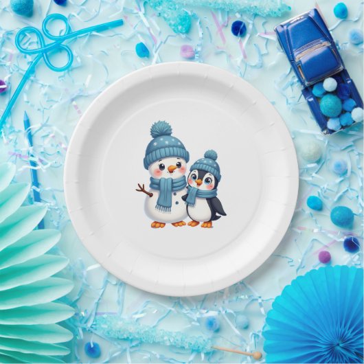 Assiettes En Carton Christmas Merry Christmas For Gift Penguin Snowman (Fête)