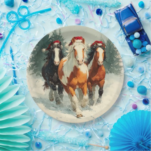 Assiettes En Carton Christmas Paper Plate / Beautiful Galloping Horse (Fête)