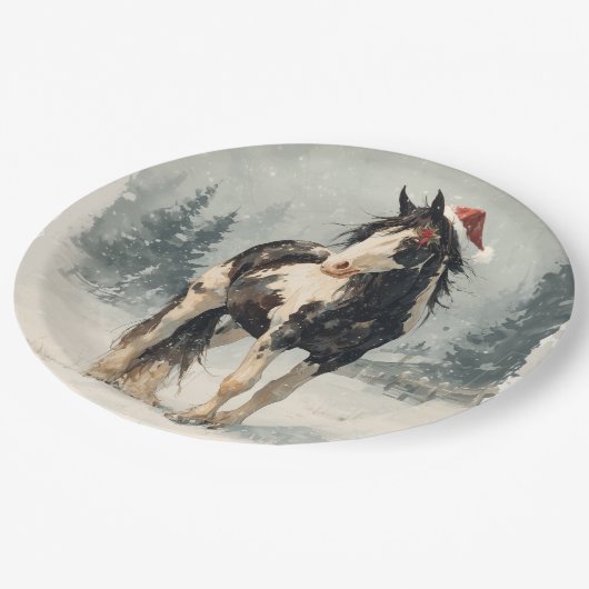 Assiettes En Carton Christmas Paper Plate / Beautiful Paint Horse  (Angle)