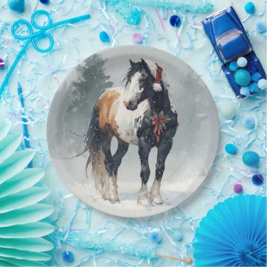 Assiettes En Carton Christmas Paper Plate / Beautiful Paint Horse  (Fête)