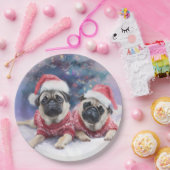 Assiettes En Carton Christmas Paper Plate for pug lovers (Fête)