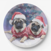 Assiettes En Carton Christmas Paper Plate for pug lovers (Devant)