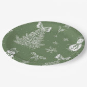 Assiettes En Carton Christmas paper plate green toile (Angle)