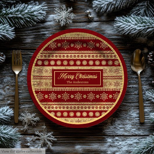 Assiettes En Carton Christmas Paper Plates Elegant Red Gold Holiday