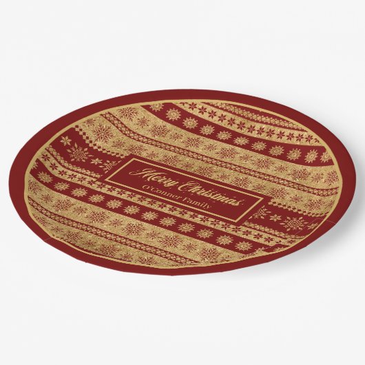 Assiettes En Carton Christmas Paper Plates Elegant Red Gold Holiday (Angle)