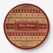 Assiettes En Carton Christmas Paper Plates Elegant Red Gold Holiday (Devant)