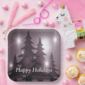 Assiettes En Carton Christmas Party Pink Trees Holiday Winter Elegant (Fête)