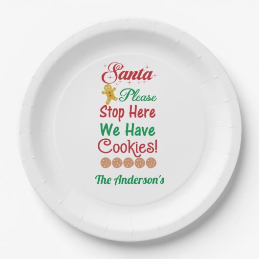 Assiettes En Carton Christmas Père Noël S'il vous plaît Arrêtez ici No (Devant)