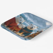 Assiettes En Carton Christmas Polar Bears Around a Bonfire (Angulaire)