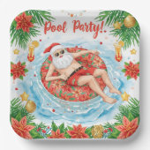 Assiettes En Carton Christmas Pool Party with Santa Claus (Recto)