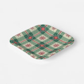 Assiettes En Carton Christmas Red Snowflakes Green Checks Pattern (Angulaire)
