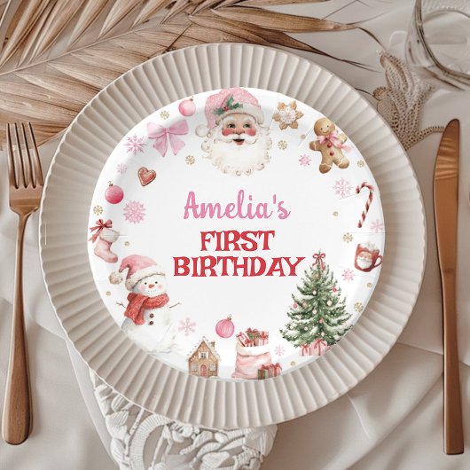 Assiettes En Carton Christmas Retro Santa Birthday Paper Plates