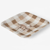 Assiettes En Carton Christmas Rustic Cream Brown Plaid Deer (Angulaire)