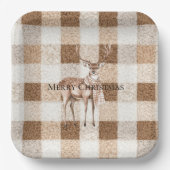 Assiettes En Carton Christmas Rustic Cream Brown Plaid Deer (Recto)