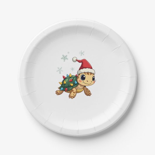 Assiettes En Carton Christmas Sea Turtle Santa Xmas Men Women Boys Gir (Devant)