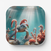 Assiettes En Carton Christmas Sea Turtle With Candy Canes (Recto)