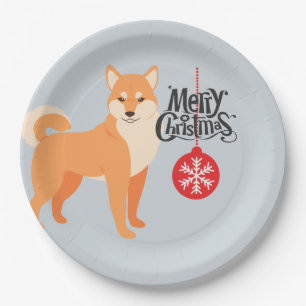 Assiettes En Carton Christmas Shiba Inu