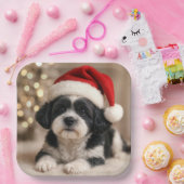 Assiettes En Carton Christmas Shih Tzu Dog With Santa Hat (Fête)