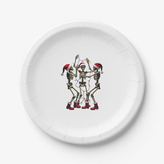 Assiettes En Carton Christmas Skeleton Santa Dancing Lights (1) (Devant)