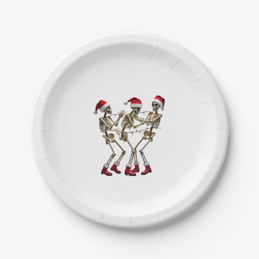 Assiettes En Carton Christmas Skeleton Santa Dancing Lights (2) (Devant)