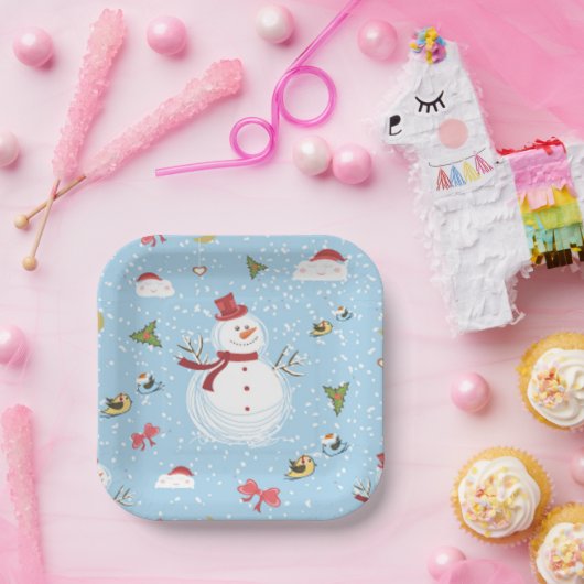 Assiettes En Carton Christmas Snowman (Fête)