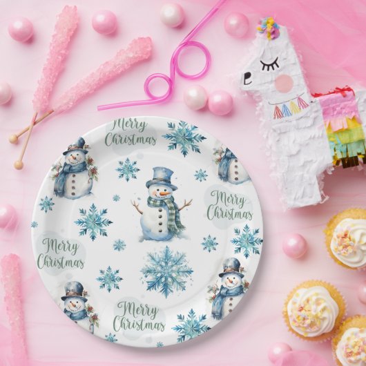 Assiettes En Carton Christmas Snowman (Fête)