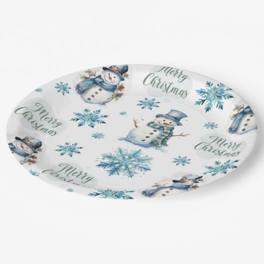 Assiettes En Carton Christmas Snowman (Angle)