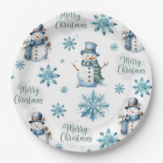 Assiettes En Carton Christmas Snowman (Devant)