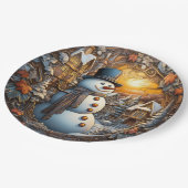 Assiettes En Carton Christmas Snowman Holiday (Angle)