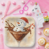 Assiettes En Carton Christmas Snowman In a Chocolate Martini (Fête)