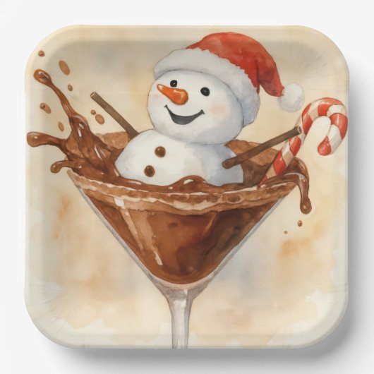 Assiettes En Carton Christmas Snowman In a Chocolate Martini (Recto)