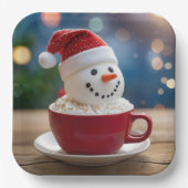 Assiettes En Carton Christmas Snowman In Hot Cocoa (Recto)