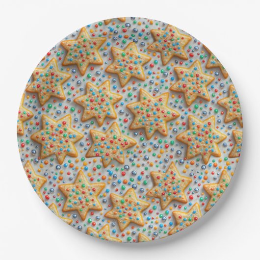Assiettes En Carton Christmas Star Sugar Cookies With Sprinkles (Devant)
