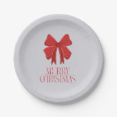 Assiettes En Carton Christmas Tableware Pastel Plate | Red Bow Accent (Devant)
