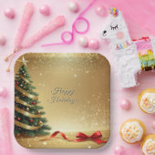 Assiettes En Carton Christmas Tree Ribbons Holiday Paper Plate (Fête)
