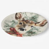 Assiettes En Carton Christmas Whimsical Deer Paper Plates (Angle)