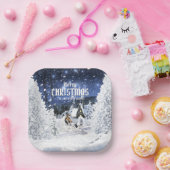 Assiettes En Carton Christmas Winter Fairy Tale, Blue Merle Collie - (Fête)