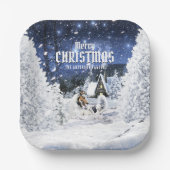 Assiettes En Carton Christmas Winter Fairy Tale, Blue Merle Collie - (Recto)