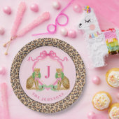 Assiettes En Carton Christmas Wreath Leopard Crest Monogram (Fête)