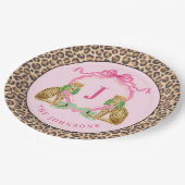 Assiettes En Carton Christmas Wreath Leopard Crest Monogram (Angle)