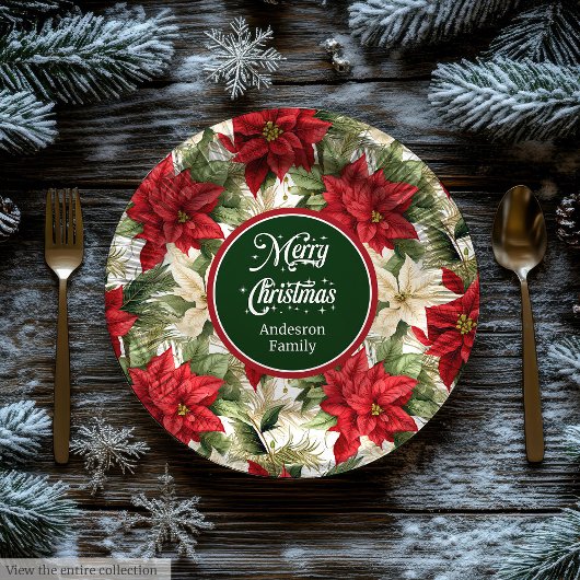 Assiettes En Carton Christmas Wreath Red Green Modern Paper Plates