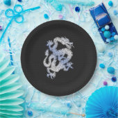 Assiettes En Carton Chrome comme Dragon sur Black Snake Peau Imprimer (Fête)