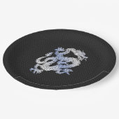 Assiettes En Carton Chrome comme Dragon sur Black Snake Peau Imprimer (Angle)