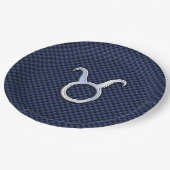 Assiettes En Carton Chrome Comme Taurus Zodiac Signe Bleu Carbone Impr (Angle)