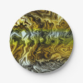 Assiettes En Carton Chrome Liquide Metallic Gold Cool Party (Devant)