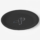 Assiettes En Carton Chrome Noir Sensibilisation au ruban Carbone Fibre (Angle)