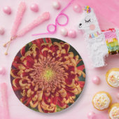 Assiettes En Carton Chrysanthème rouge et jaune Floral (Fête)