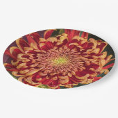 Assiettes En Carton Chrysanthème rouge et jaune Floral (Angle)