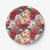 Assiettes En Carton Chrysanthèmes mauves et amaryllis rouges Automne (Devant)