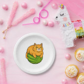 Assiettes En Carton Chubby Chat sur Watermelon Meme Shirt (Fête)